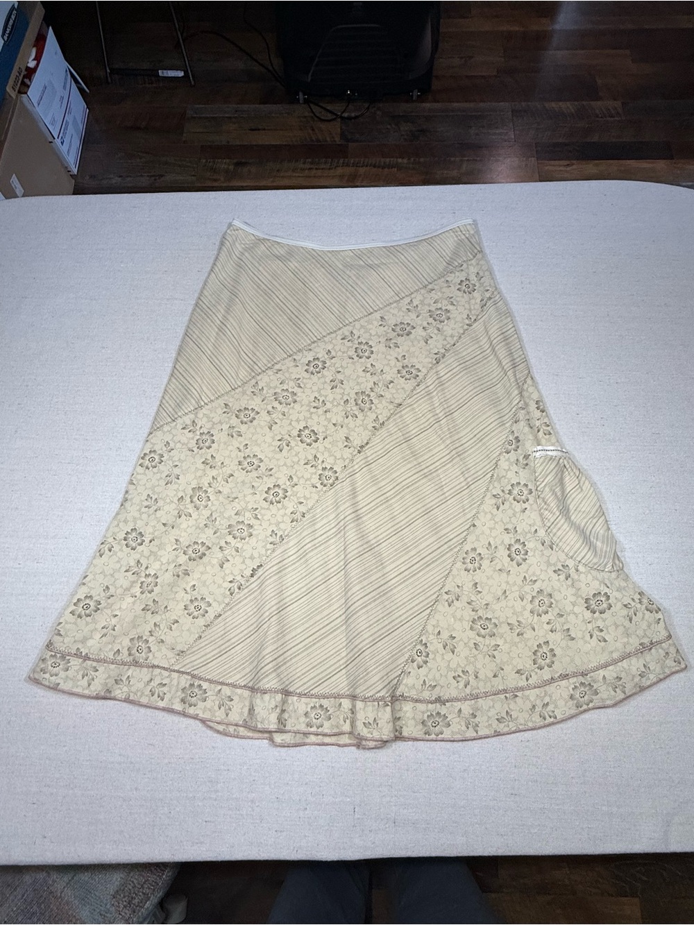 Tiny - Patchwork Floral & Stripe A-Line Skirt - Size Medium Petite